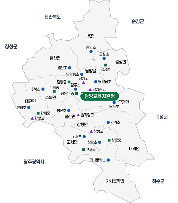 학교위치도 이미지. 학교를 클릭하시면 학교 홈페이지로 이동합니다