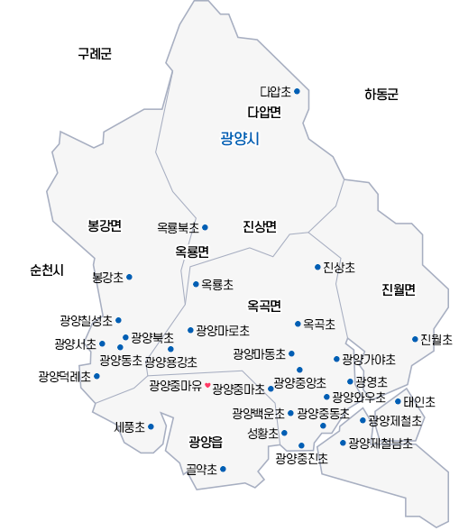 학교위치도 이미지. 학교를 클릭하시면 학교 홈페이지로 이동합니다